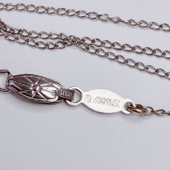 Vintage Signed Marvel Sterling Silver Pearl Pendant Necklace Mid Century 40s–50s - Picture 9 of 16